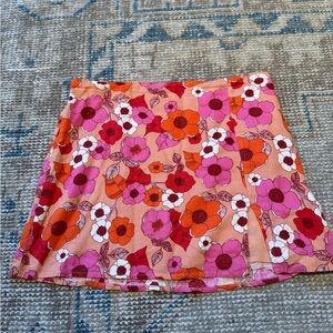 Urban Floral Pink & Orange A-Line Mini Skirt